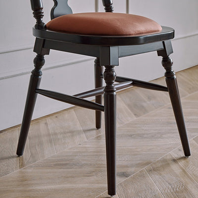 Silla de comedor con respaldo de madera maciza de franela de estilo moderno y transicional para comedor 