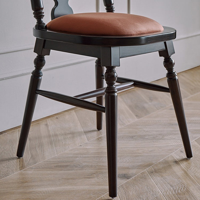 Silla de comedor con respaldo de madera maciza de franela de estilo moderno y transicional para comedor 