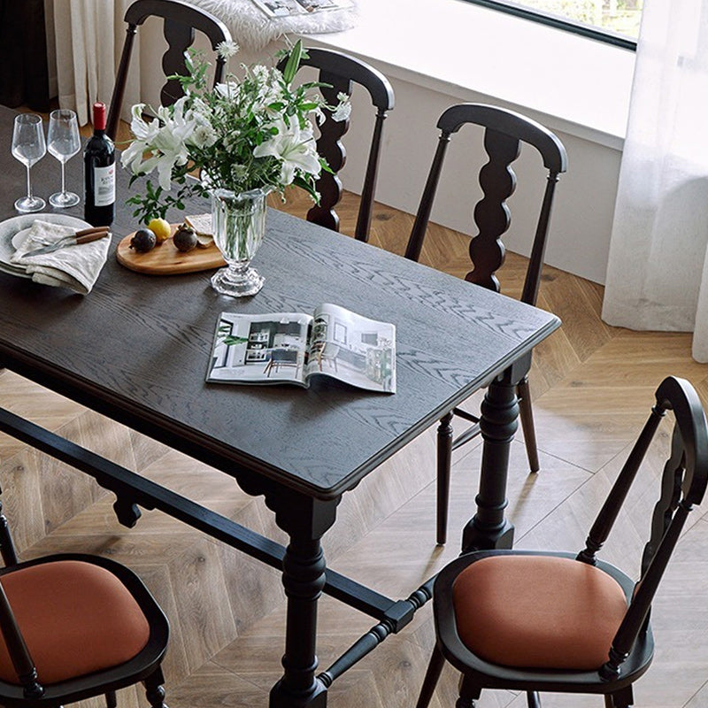 Silla de comedor con respaldo de madera maciza de franela de estilo moderno y transicional para comedor 