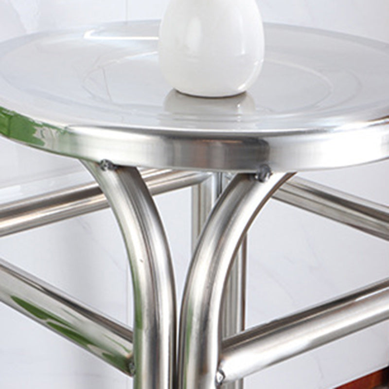 Chaise de salle à manger ronde empilable en acier inoxydable minimaliste moderne sans dossier pour salle à manger 