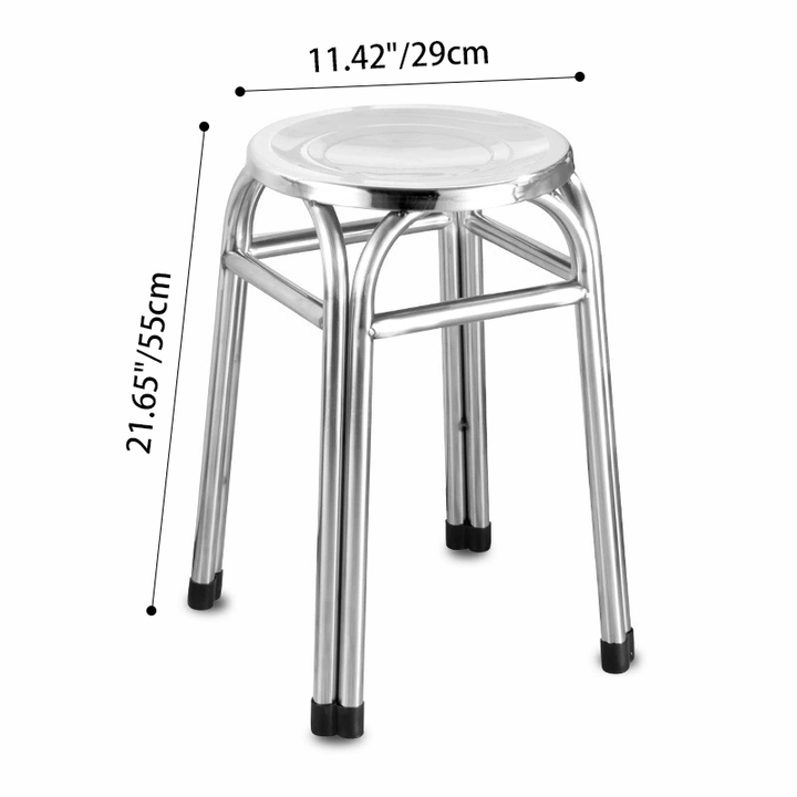 Moderner minimalistischer stapelbarer Esszimmerstuhl aus Edelstahl in runder Form ohne Rückenlehne für das Esszimmer 