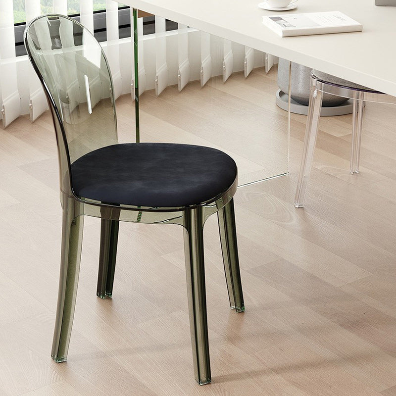 Contemporary Scandinavian Curved Velvet PC Vanity Stool For Bedroom