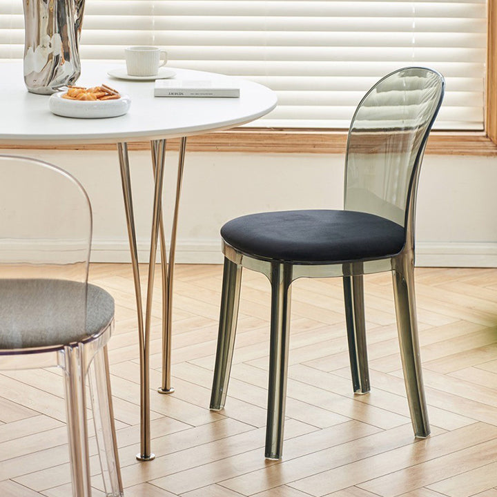 Contemporary Scandinavian Curved Velvet PC Vanity Stool For Bedroom