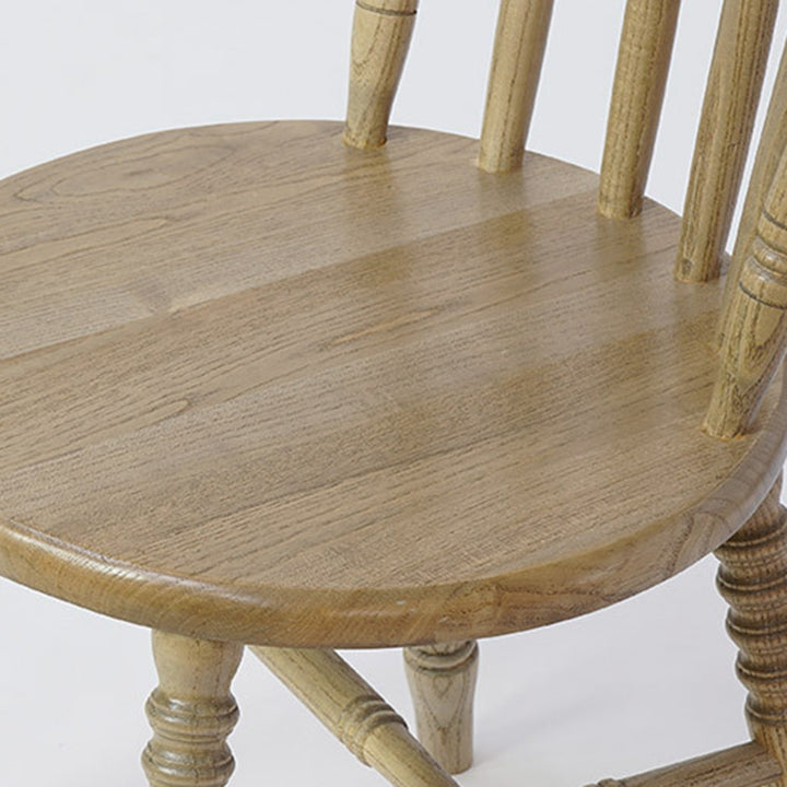Chaise de salle à manger moderne du milieu du siècle en bois massif rond avec dossier à broches et repose-pieds 