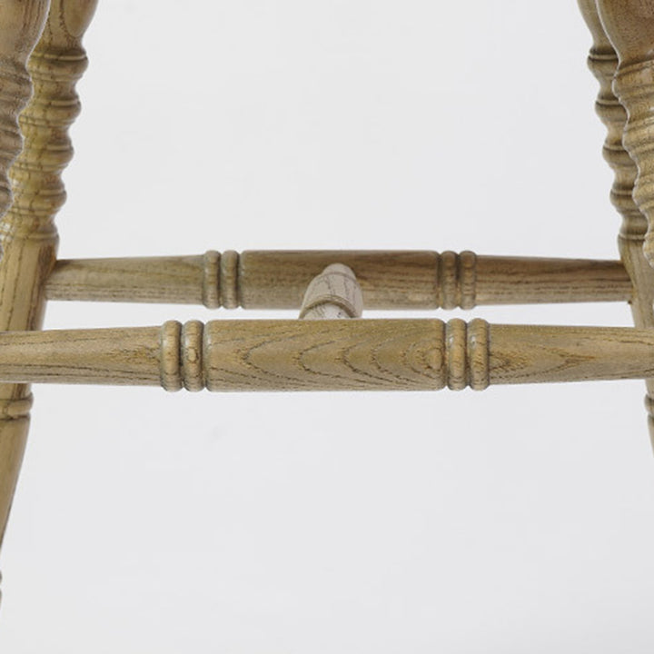 Chaise de salle à manger moderne du milieu du siècle en bois massif rond avec dossier à broches et repose-pieds 