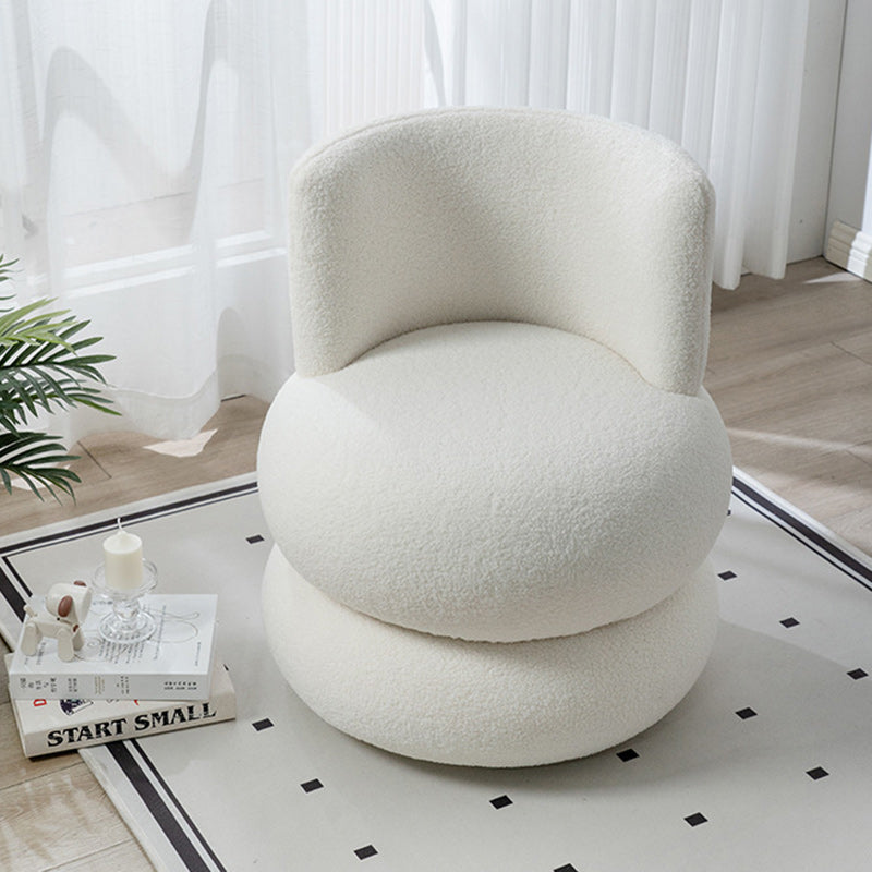 Taburete de tocador giratorio con tapicería de lana de cordero redonda de simplicidad contemporánea y estructura de madera de pino para dormitorio 