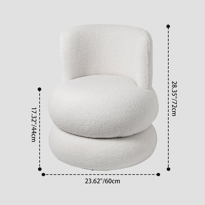 Taburete de tocador giratorio con tapicería de lana de cordero redonda de simplicidad contemporánea y estructura de madera de pino para dormitorio 