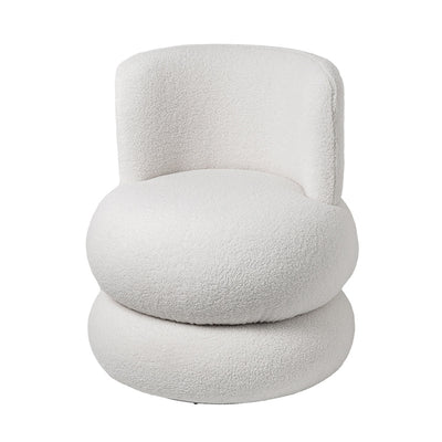 Taburete de tocador giratorio con tapicería de lana de cordero redonda de simplicidad contemporánea y estructura de madera de pino para dormitorio 