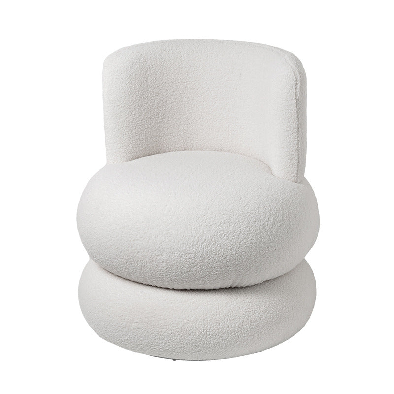 Taburete de tocador giratorio con tapicería de lana de cordero redonda de simplicidad contemporánea y estructura de madera de pino para dormitorio 