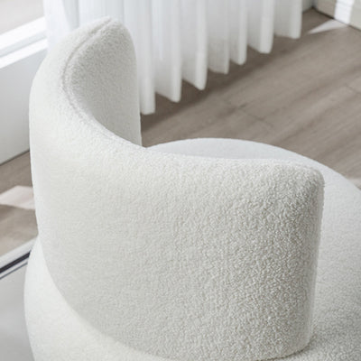 Taburete de tocador giratorio con tapicería de lana de cordero redonda de simplicidad contemporánea y estructura de madera de pino para dormitorio 