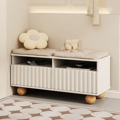 Contemporary Nordic Solid Wood Multi-Function Shoe Bench 2-Tier Shoe Organizer Rack For Entryway