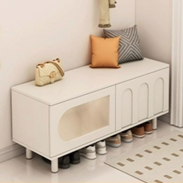 Moderner multifunktionaler Schuhbank aus MDF im nordischen Stil, 2-stufiges Schuhregal für den Eingangsbereich 