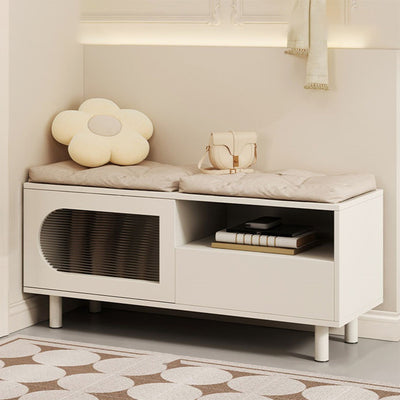 Contemporary Nordic Solid Wood Multi-Function Shoe Bench 2-Tier Shoe Organizer Rack For Entryway