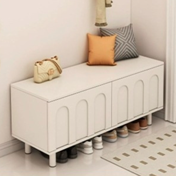Contemporary Nordic Solid Wood Multi-Function Shoe Bench 2-Tier Shoe Organizer Rack For Entryway