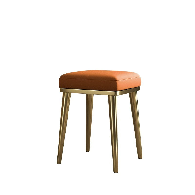 Tabouret de coiffeuse empilable en acier inoxydable avec rembourrage en cuir microfibre carré de luxe contemporain pour chambre 