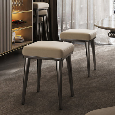 Tabouret de coiffeuse empilable en acier inoxydable avec rembourrage en cuir microfibre carré de luxe contemporain pour chambre 