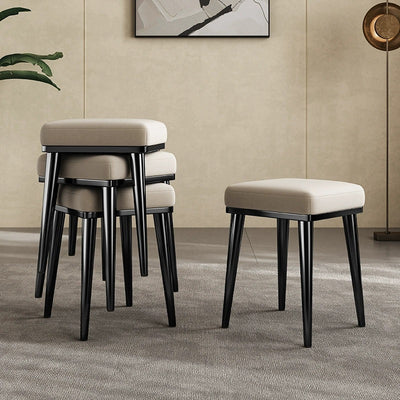 Tabouret de coiffeuse empilable en acier inoxydable avec rembourrage en cuir microfibre carré de luxe contemporain pour chambre 