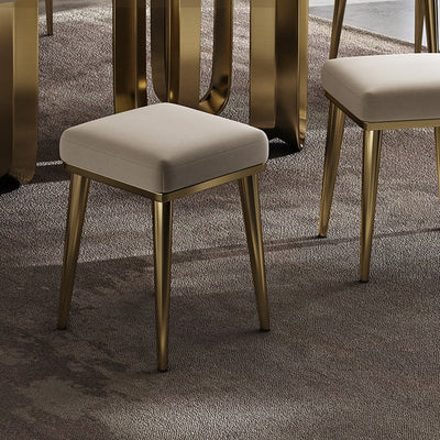 Tabouret de coiffeuse empilable en acier inoxydable avec rembourrage en cuir microfibre carré de luxe contemporain pour chambre 