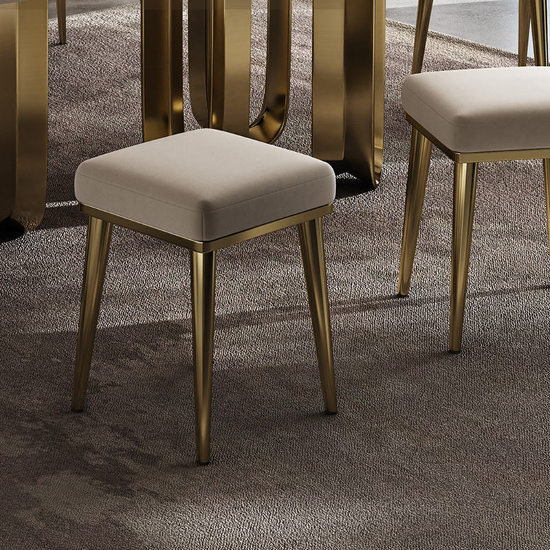 Tabouret de coiffeuse empilable en acier inoxydable avec rembourrage en cuir microfibre carré de luxe contemporain pour chambre 