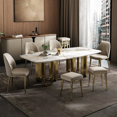 Tabouret de coiffeuse empilable en acier inoxydable avec rembourrage en cuir microfibre carré de luxe contemporain pour chambre 