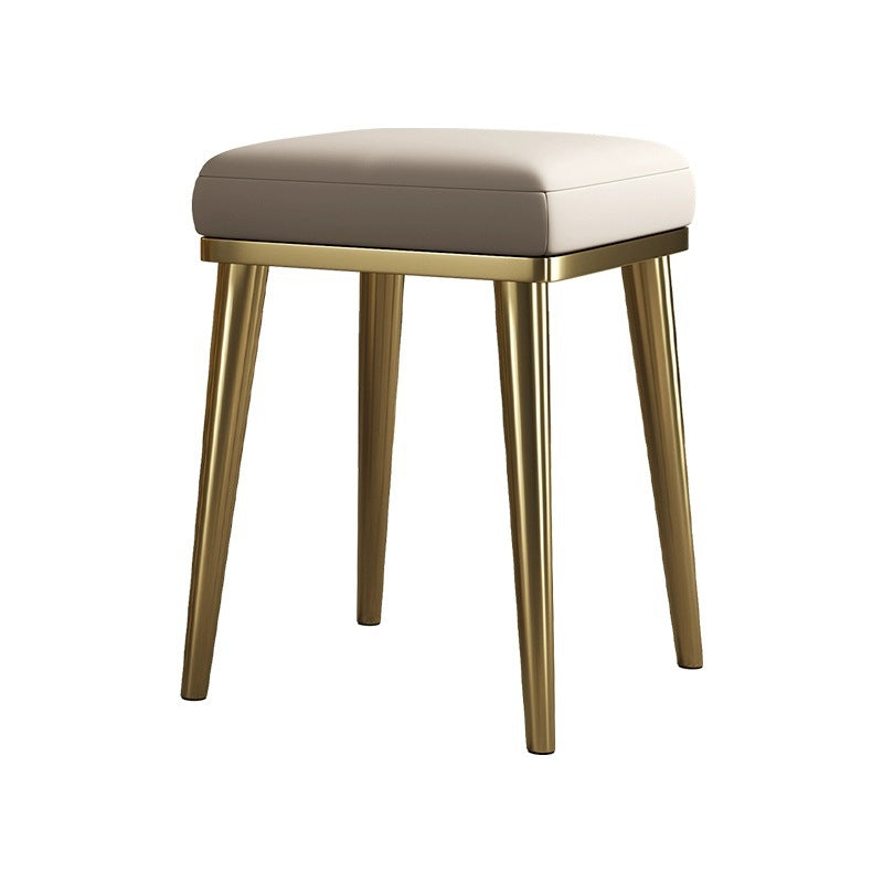 Tabouret de coiffeuse empilable en acier inoxydable avec rembourrage en cuir microfibre carré de luxe contemporain pour chambre 