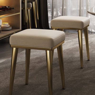 Tabouret de coiffeuse empilable en acier inoxydable avec rembourrage en cuir microfibre carré de luxe contemporain pour chambre 