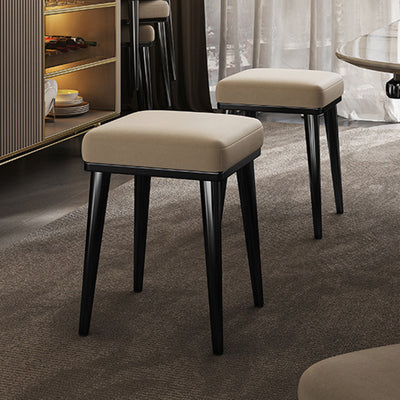 Tabouret de coiffeuse empilable en acier inoxydable avec rembourrage en cuir microfibre carré de luxe contemporain pour chambre 