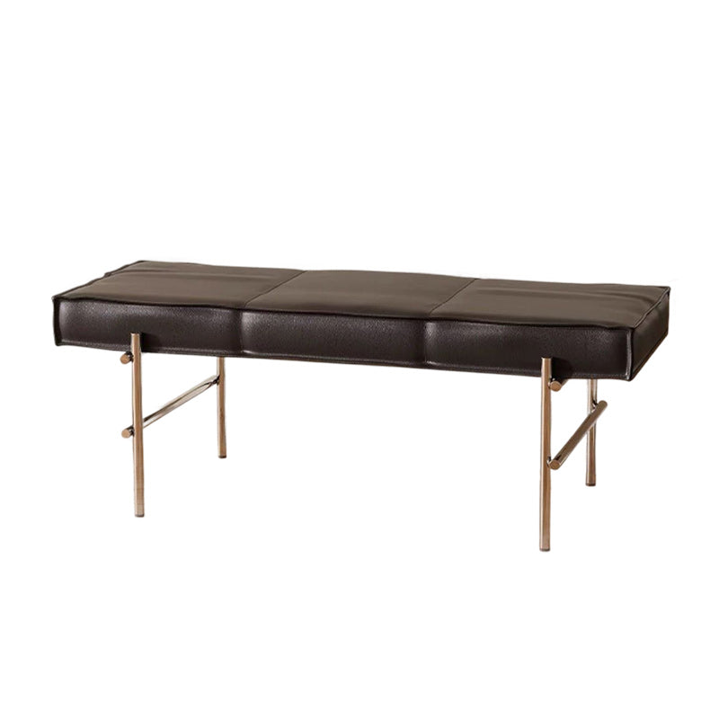 Modern Transitional Rectangular PU Leather Upholstered Stainless Steel Entryway Bench Footstool For Living Room