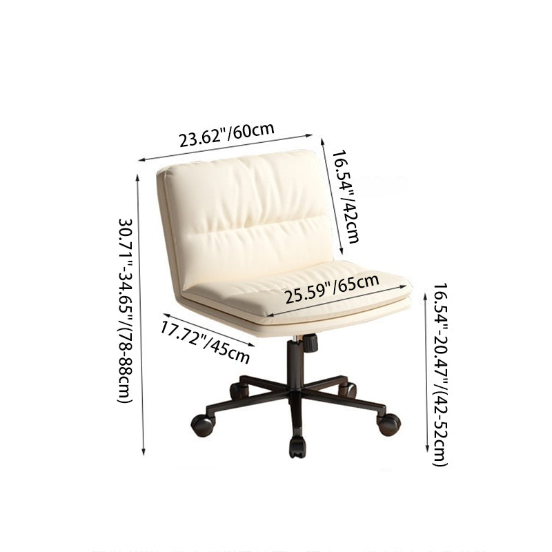 Moderner Mid-Century Faux-Leder gepolsterter Fünfspeichen-Rollenfuß höhenverstellbarer Drehstuhl armlos für das Home Office 