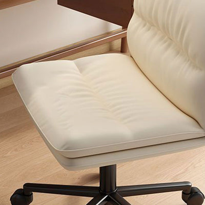 Moderner Mid-Century Faux-Leder gepolsterter Fünfspeichen-Rollenfuß höhenverstellbarer Drehstuhl armlos für das Home Office 