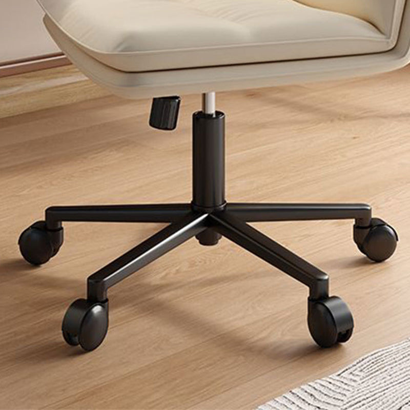 Moderner Mid-Century Faux-Leder gepolsterter Fünfspeichen-Rollenfuß höhenverstellbarer Drehstuhl armlos für das Home Office 
