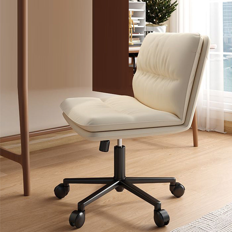 Moderner Mid-Century Faux-Leder gepolsterter Fünfspeichen-Rollenfuß höhenverstellbarer Drehstuhl armlos für das Home Office 