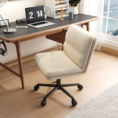 Moderner Mid-Century Faux-Leder gepolsterter Fünfspeichen-Rollenfuß höhenverstellbarer Drehstuhl armlos für das Home Office 