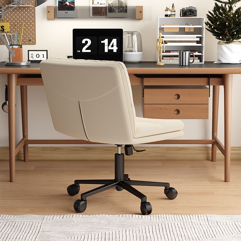 Moderner Mid-Century Faux-Leder gepolsterter Fünfspeichen-Rollenfuß höhenverstellbarer Drehstuhl armlos für das Home Office 