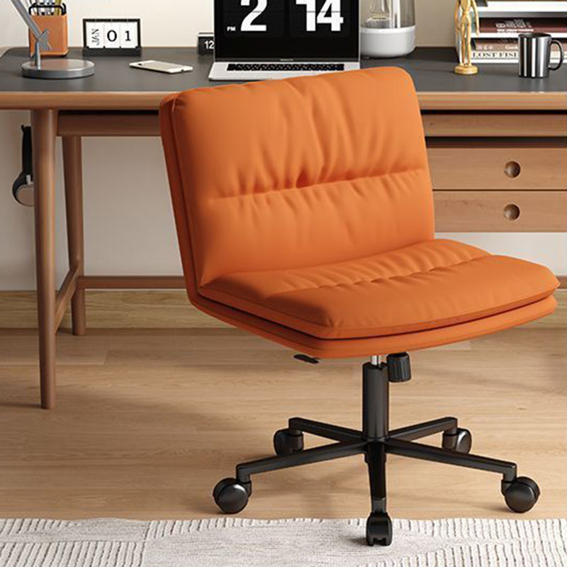 Moderner Mid-Century Faux-Leder gepolsterter Fünfspeichen-Rollenfuß höhenverstellbarer Drehstuhl armlos für das Home Office 