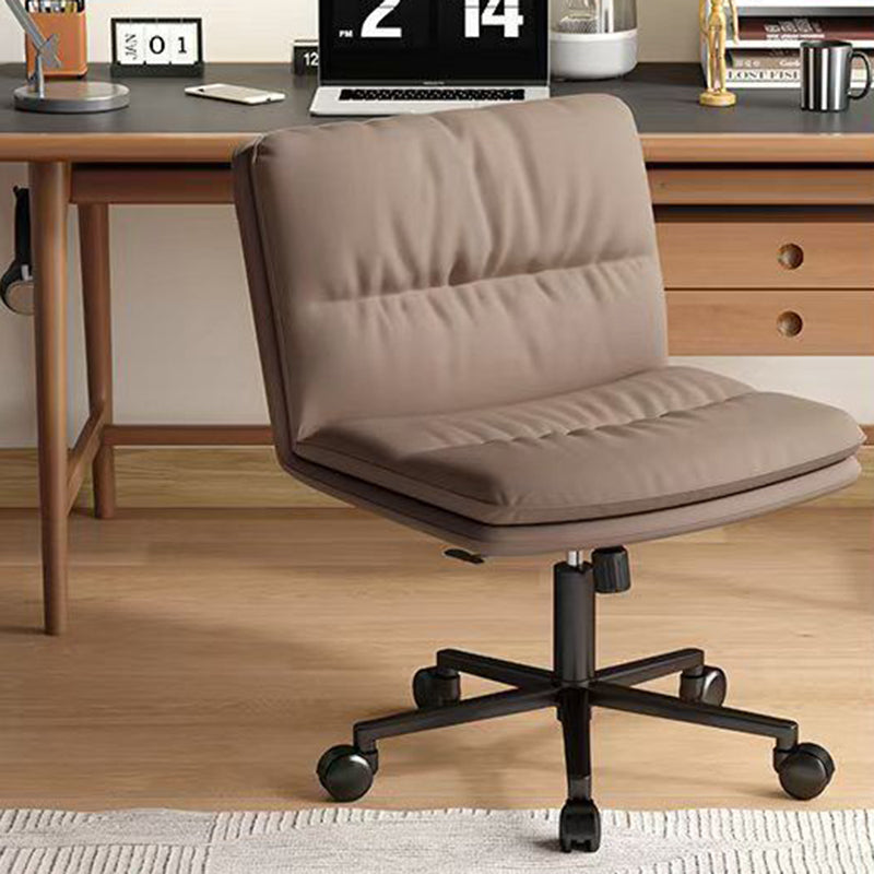 Moderner Mid-Century Faux-Leder gepolsterter Fünfspeichen-Rollenfuß höhenverstellbarer Drehstuhl armlos für das Home Office 