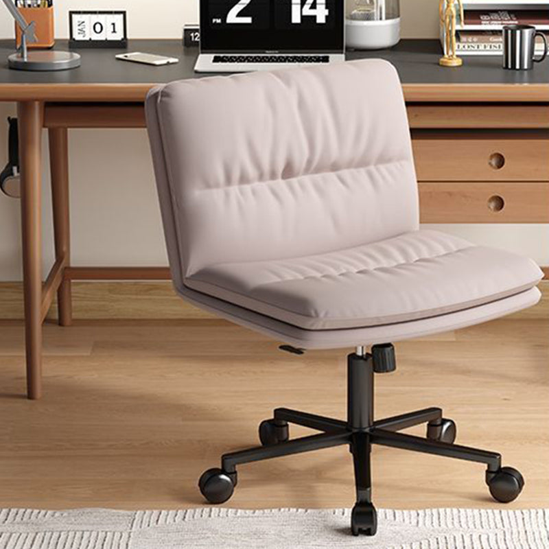 Moderner Mid-Century Faux-Leder gepolsterter Fünfspeichen-Rollenfuß höhenverstellbarer Drehstuhl armlos für das Home Office 