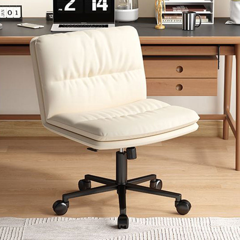 Moderner Mid-Century Faux-Leder gepolsterter Fünfspeichen-Rollenfuß höhenverstellbarer Drehstuhl armlos für das Home Office 