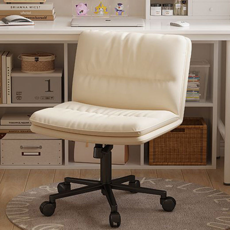 Moderner Mid-Century Faux-Leder gepolsterter Fünfspeichen-Rollenfuß höhenverstellbarer Drehstuhl armlos für das Home Office 