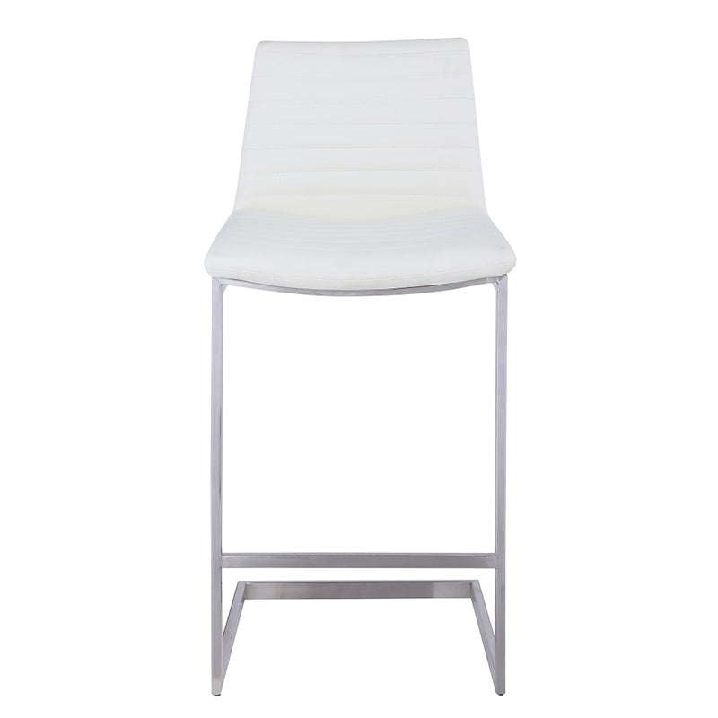 Moderner minimalistischer gerippter PU-Leder-Edelstahl-Barhocker ohne Armlehne mit Fußstütze für das Esszimmer 