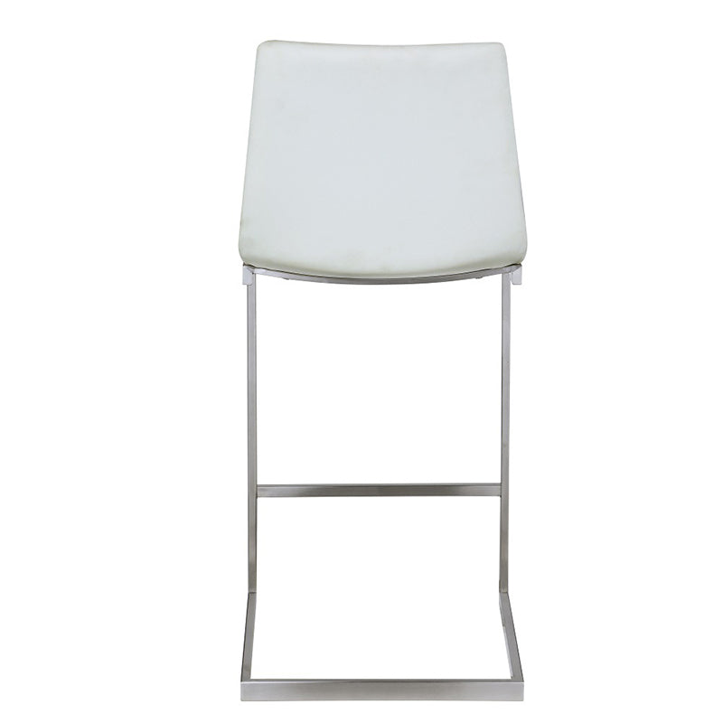 Moderner minimalistischer gerippter PU-Leder-Edelstahl-Barhocker ohne Armlehne mit Fußstütze für das Esszimmer 