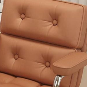 Modern Mid-Century Tufted Faux Leather Upholstered Five-Spoke Caster Base Desk Chair Armrest For Home Office