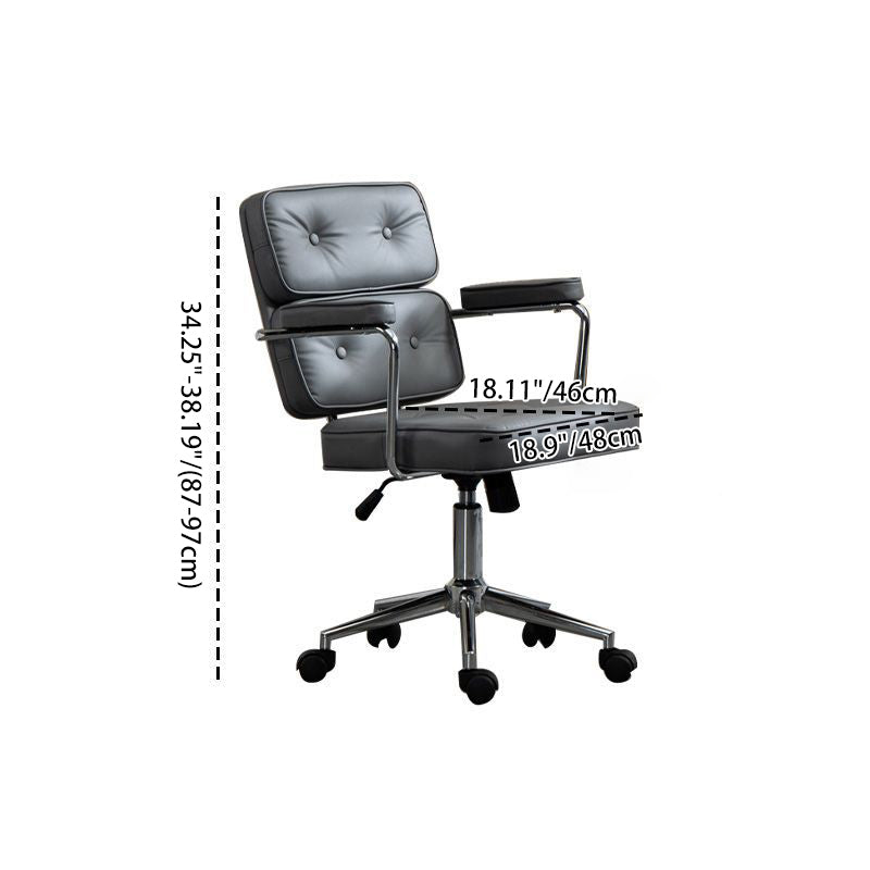 Moderner Mid-Century getufteter Kunstleder-gepolsterter Schreibtischstuhl mit fünf Speichen und Armlehne für das Home Office 