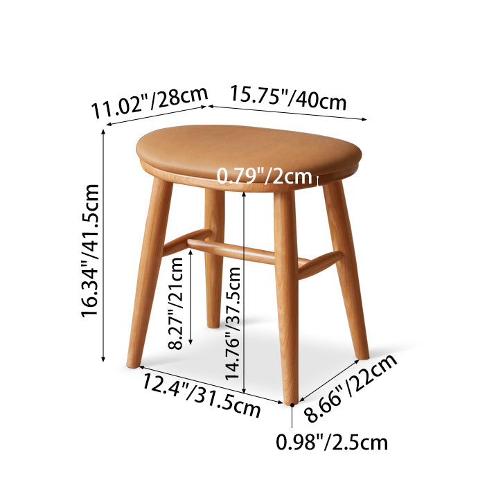 Tabouret de coiffeuse ovale traditionnel en tissu technique français, repose-pieds en bois de cerisier pour chambre 