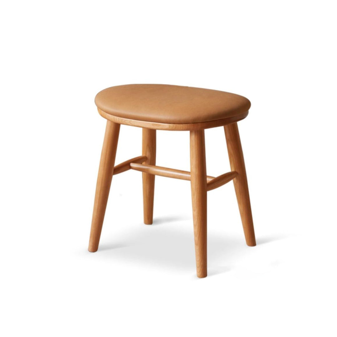 Tabouret de coiffeuse ovale traditionnel en tissu technique français, repose-pieds en bois de cerisier pour chambre 