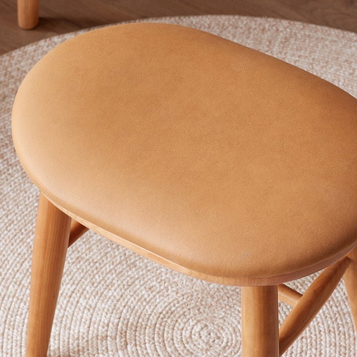Tabouret de coiffeuse ovale traditionnel en tissu technique français, repose-pieds en bois de cerisier pour chambre 