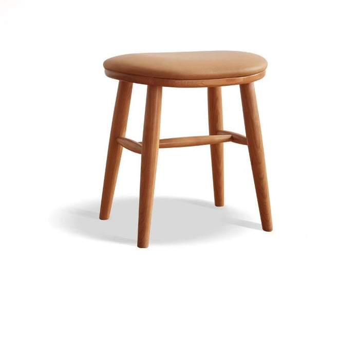 Tabouret de coiffeuse ovale traditionnel en tissu technique français, repose-pieds en bois de cerisier pour chambre 