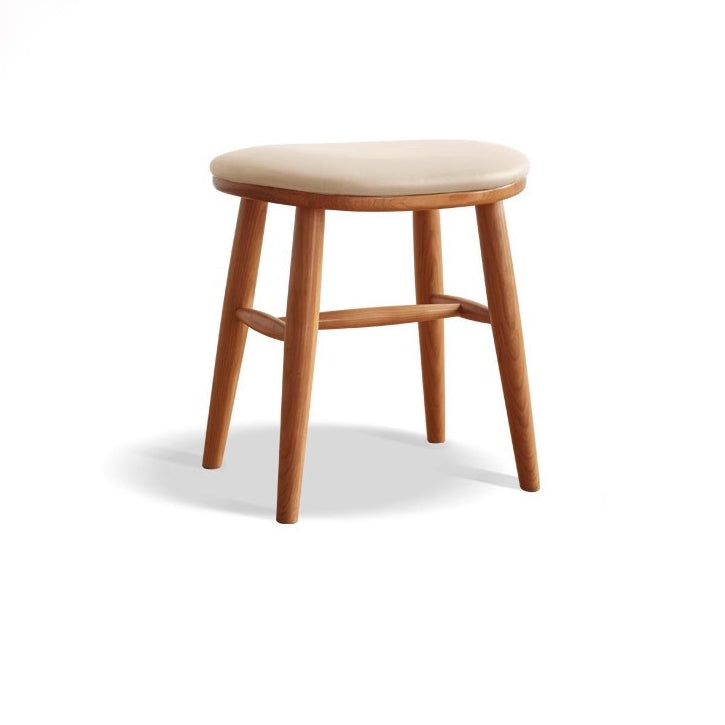 Tabouret de coiffeuse ovale traditionnel en tissu technique français, repose-pieds en bois de cerisier pour chambre 