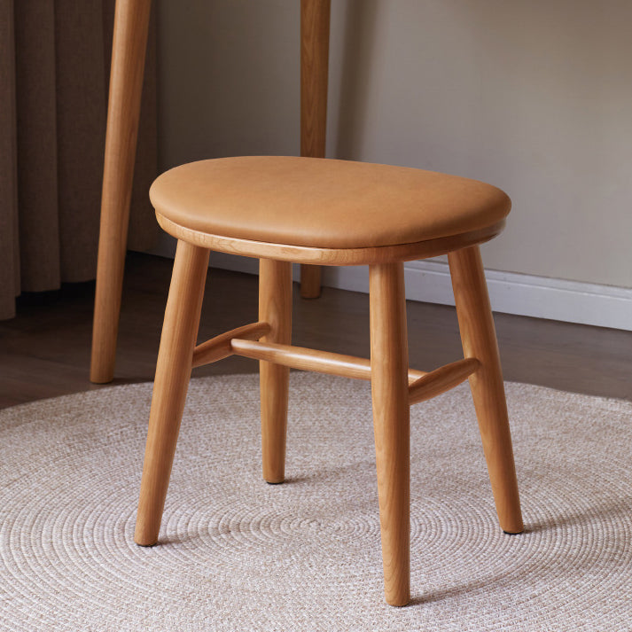 Tabouret de coiffeuse ovale traditionnel en tissu technique français, repose-pieds en bois de cerisier pour chambre 