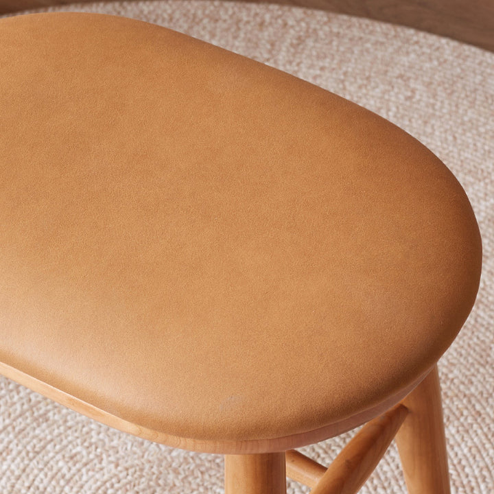 Tabouret de coiffeuse ovale traditionnel en tissu technique français, repose-pieds en bois de cerisier pour chambre 
